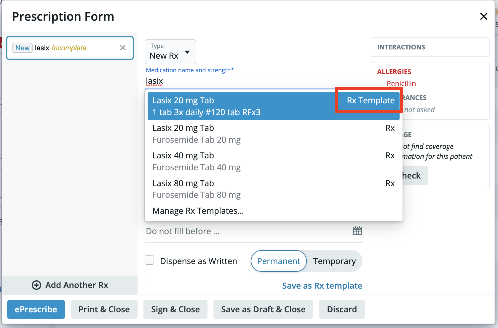 Prescription (Rx) Templates Guide